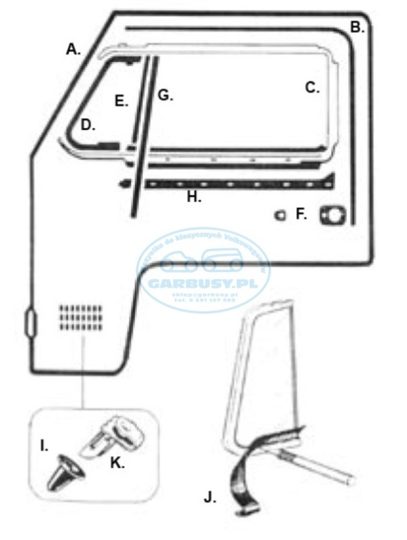 Uszczelka wkoo drzwi prawa T2 68-79